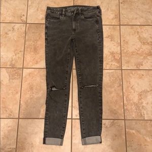 Washed Gray Ripped Jeans